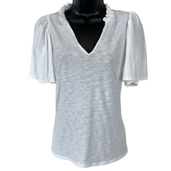 Nation LTD Tierra Flirty Flutter Sleeve Tee in White - Picture 1 of 12